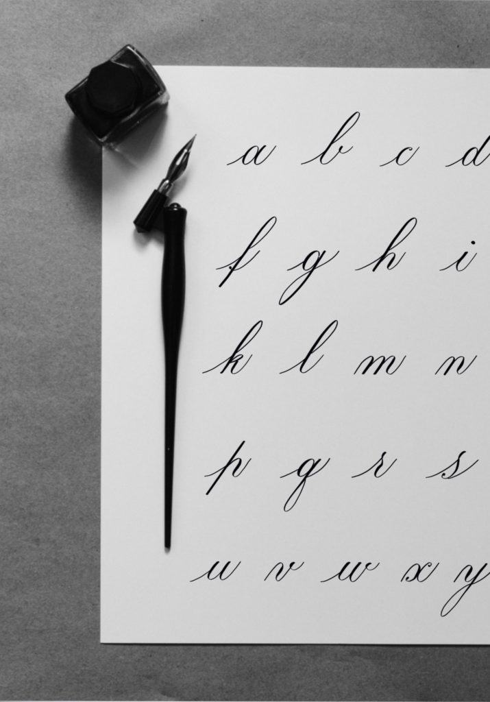 kalligráfia Copperplate ábécé 2